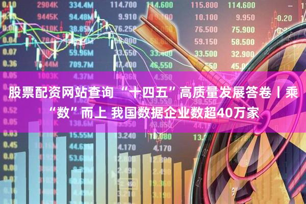 股票配资网站查询 “十四五”高质量发展答卷丨乘“数”而上 我国数据企业数超40万家